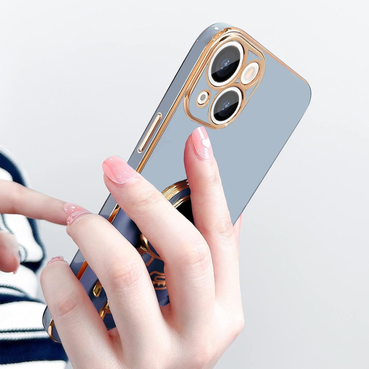 Husa de Protectie TPU 2in1, Vivimall, pentru Apple iPhone 15, Astronaut cu Suport, Antisoc, Rezistenta la Impact, Protectie Camera, Albastru - vivimall.ro