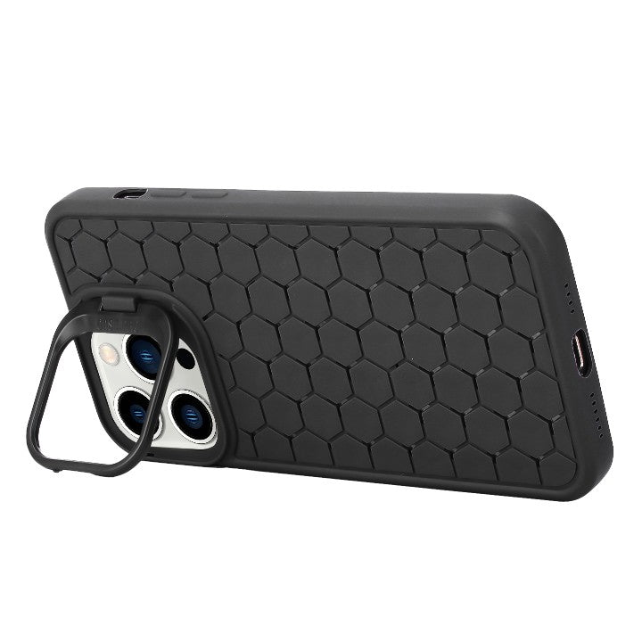 Inel de protecție cameră integrat în husă TPU neagră pentru Apple iPhone 14, unghi lateral
