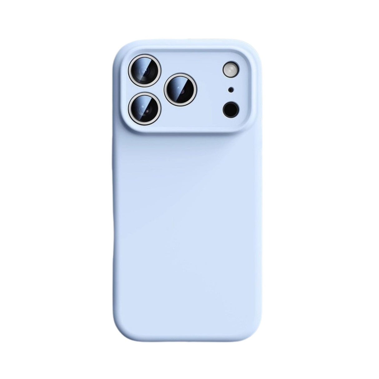 Husă Flippy iPhone 17 Pro Max albastru, silicon lichid premium, vedere frontală cu telefonul în husă