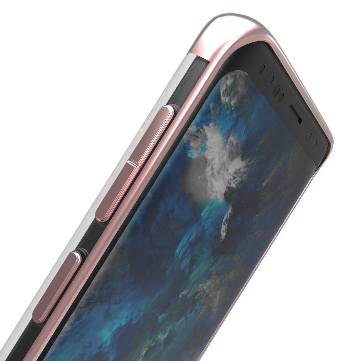 Husa Huawei P20 Lite Transparent cu Margini Roz-Aurii - vivimall.ro