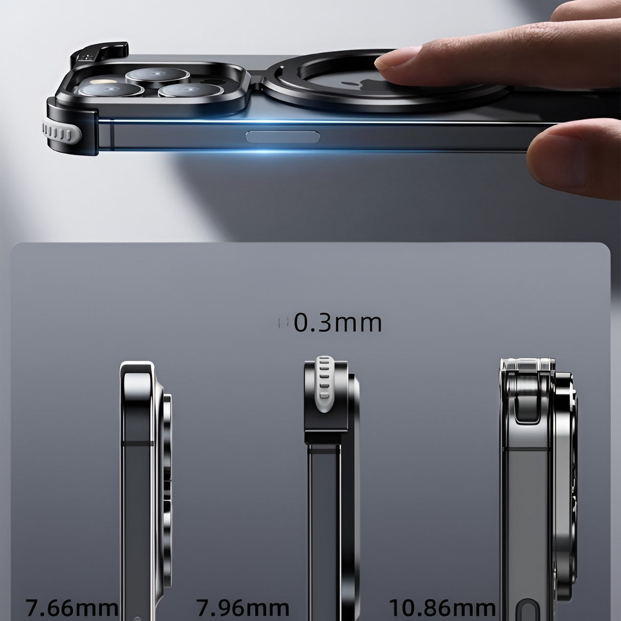 Husă aluminiu iPhone 15 Pro compatibilă MagSafe, decupaje precise pentru camere și butoane