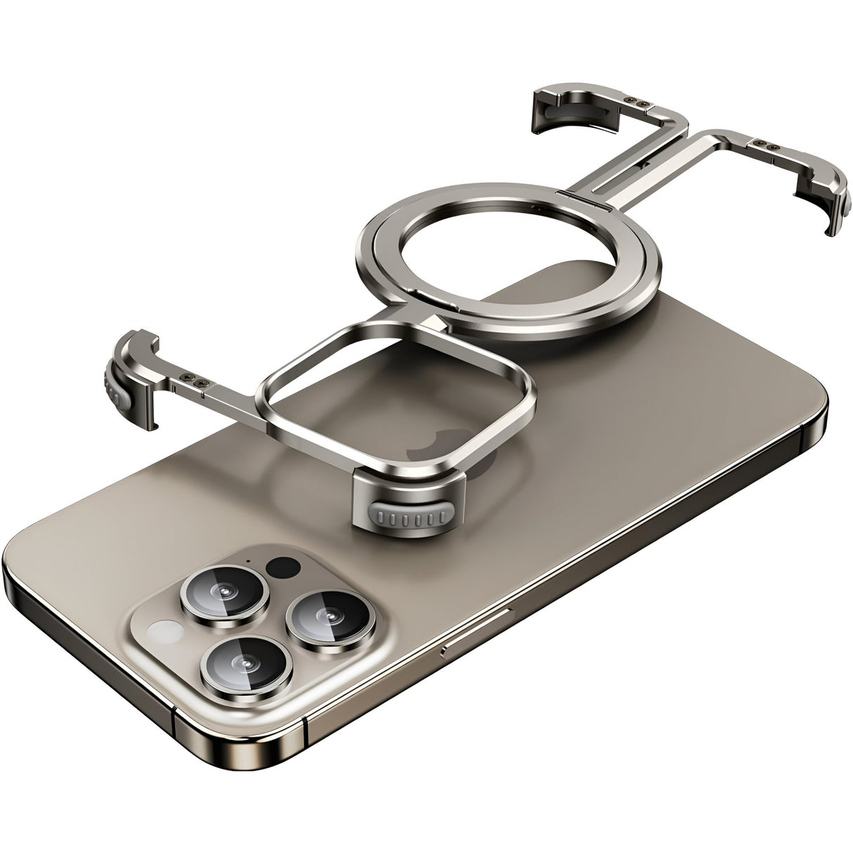 Husă MagSafe metalică iPhone 15 Pro Max din aliaj de aluminiu, gri metalizat, vedere frontală