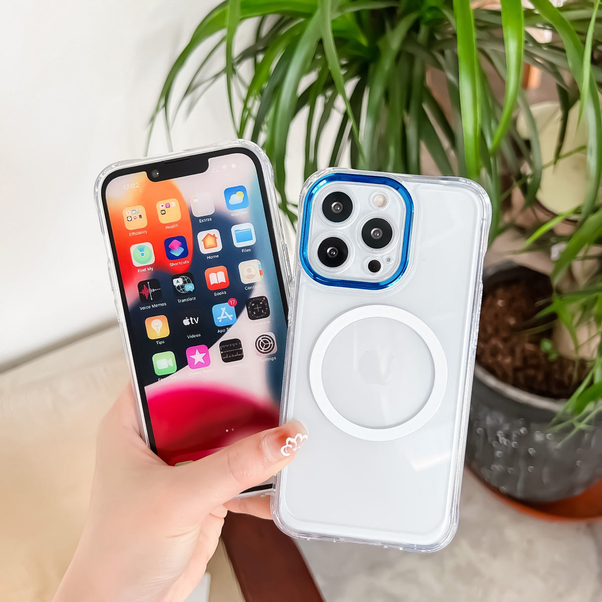 Husa MagSafe Silicone pentru iPhone 12 Pro, Flippy, Transparenta, Magnetica, Extra Protectie Camera Albastru - vivimall.ro