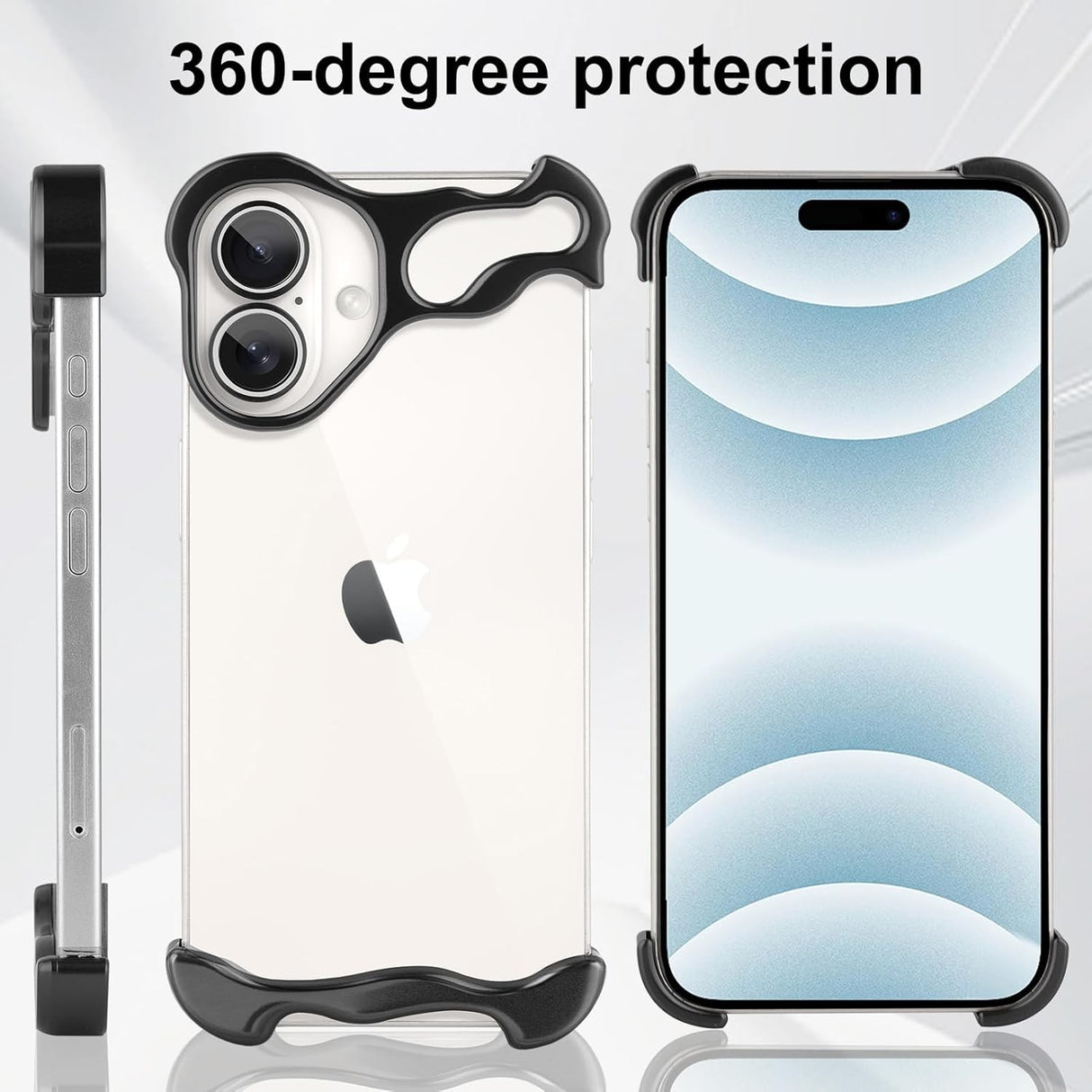 Husa Metalica Compatibila cu iPhone 16, Flippy, Protectie pentru Colturile Telefonului si Camera, Aliaj, Antisoc, Antizgariere, Negru - vivimall.ro