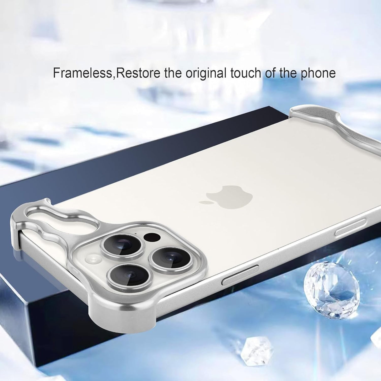 Capac metalic colț inferior iPhone 16 Pro, protecție aliaj antizgariere, vedere laterală