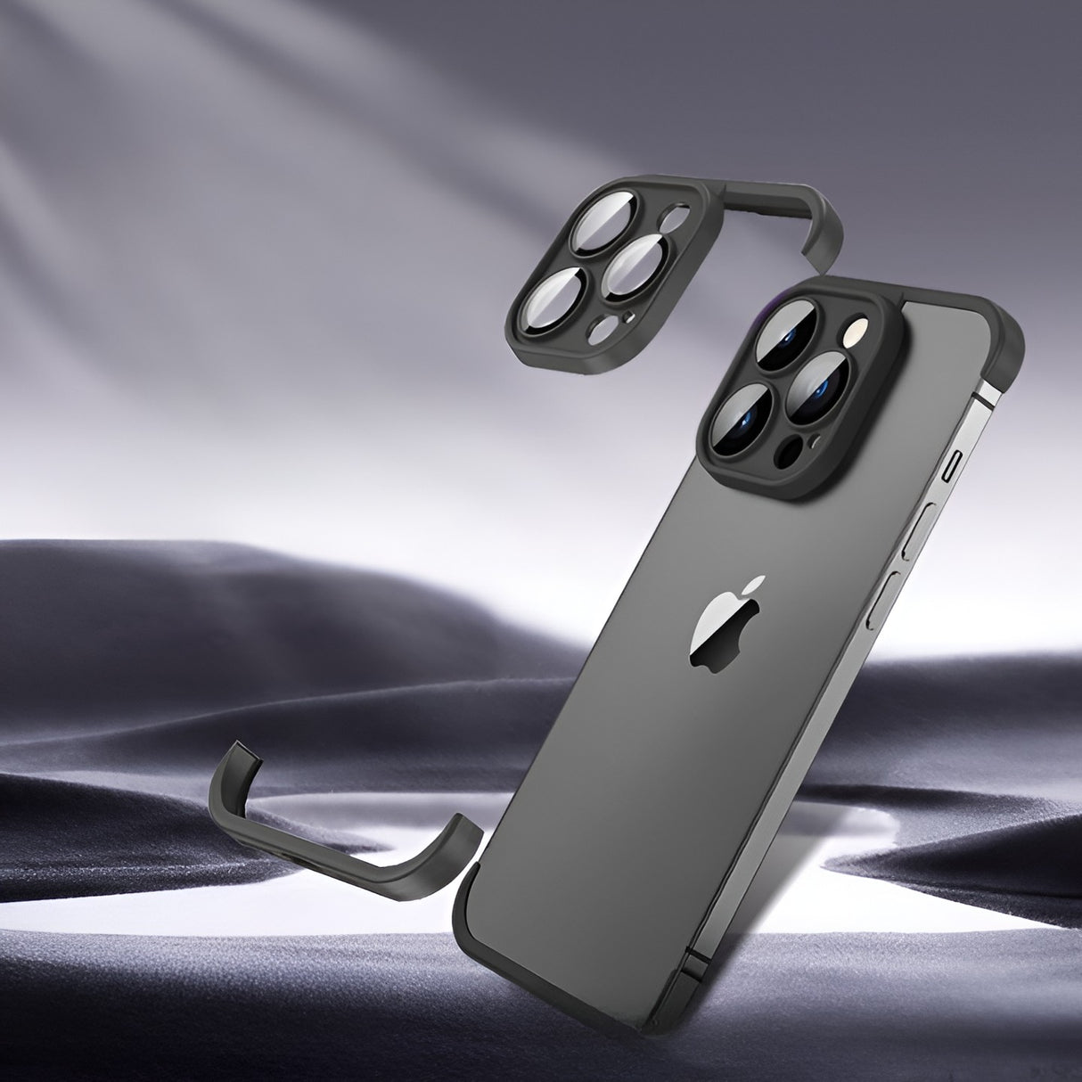 Husa TPU Edgeless Compatibila cu iPhone 15 Pro Max, Vivimall, Protectie pentru Colturi si Camera, Aliaj, Antisoc, Antizgariere, Negru Mat - vivimall.ro