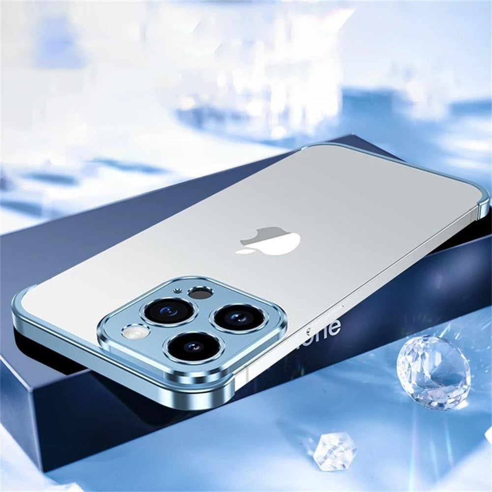 Capac metalic aluminiu pentru colțul inferior al iPhone 16 Plus, vedere apropiată, finisaj albastru