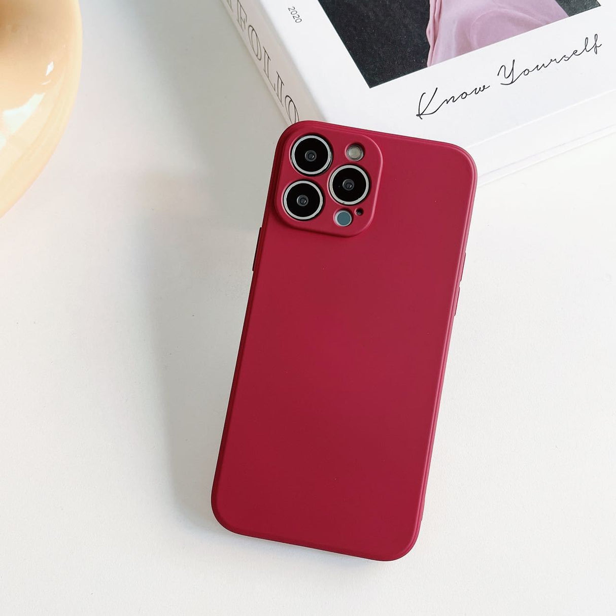 Husa pentru Apple iPhone 14 Flippy, Liquid Silicone, cu Microfibra pe interior, Protectie Antisoc, Wine red, Claret - vivimall.ro