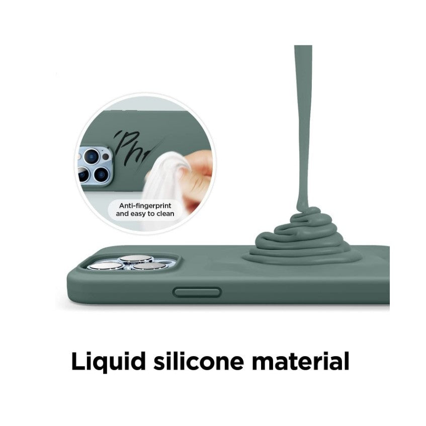 Husa pentru Apple iPhone 14 Plus Flippy, Liquid Silicone, cu Microfibra pe interior, Protectie Antisoc, Dark Green, Verde inchis - vivimall.ro