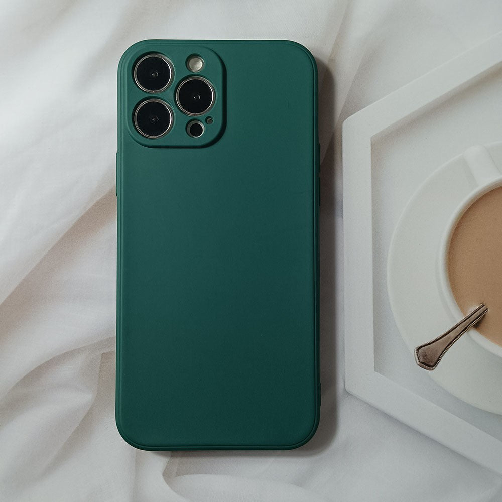 Husa pentru Apple iPhone 14 Pro Flippy, Liquid Silicone, cu Microfibra pe interior, Protectie Antisoc, Dark Green, Verde inchis - vivimall.ro