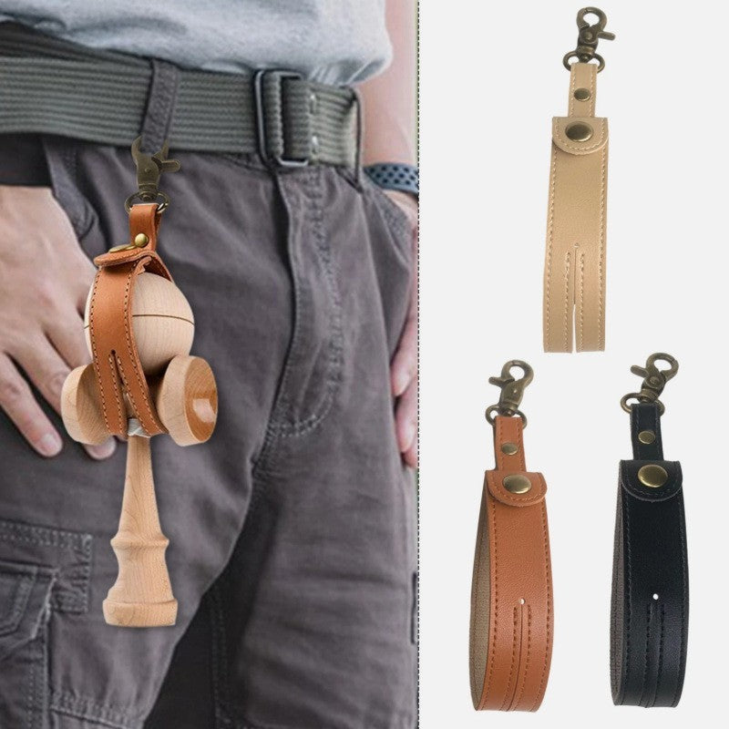 Husa pentru Kendama, Flippy, Husa de Depozitare pentru Kendama, din Piele Ecologica, Catarama cu Agatare pentru Transportare, Model Breloc Simplu, 19.5 x 2.5 cm, Apricot - vivimall.ro