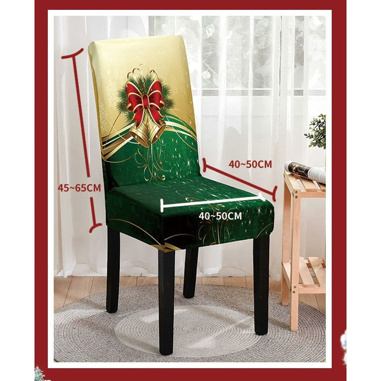 Husa pentru Scaun, Flippy, Tematica Craciun, Model 1 Clopotei, Verde/Auriu - vivimall.ro