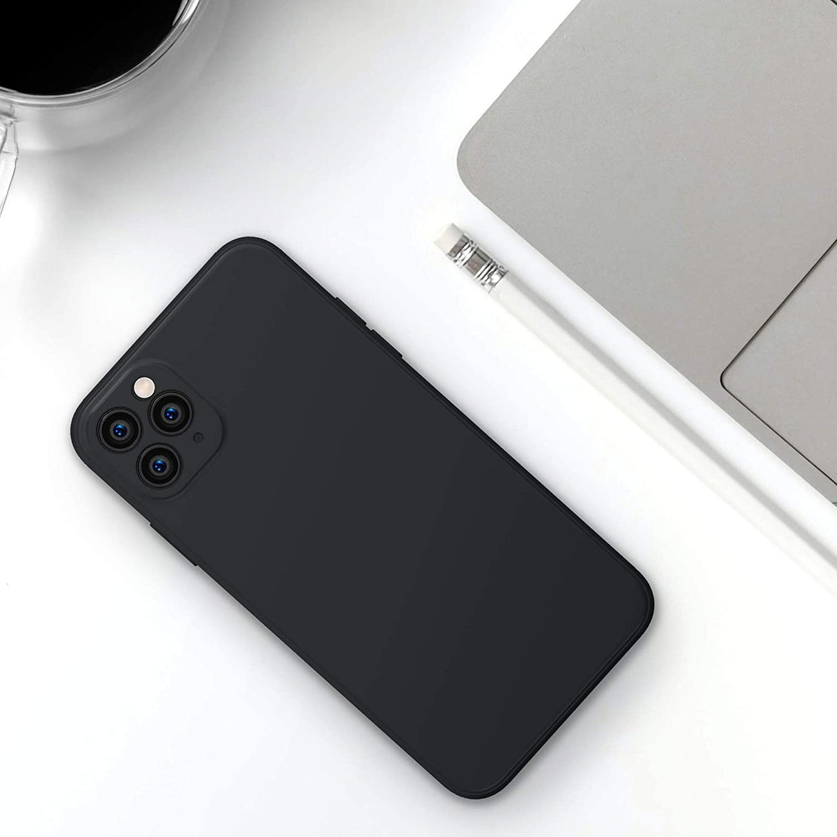Husa protectie compatibila cu Apple iPhone 11 Pro Liquid Silicone Case Negru - vivimall.ro