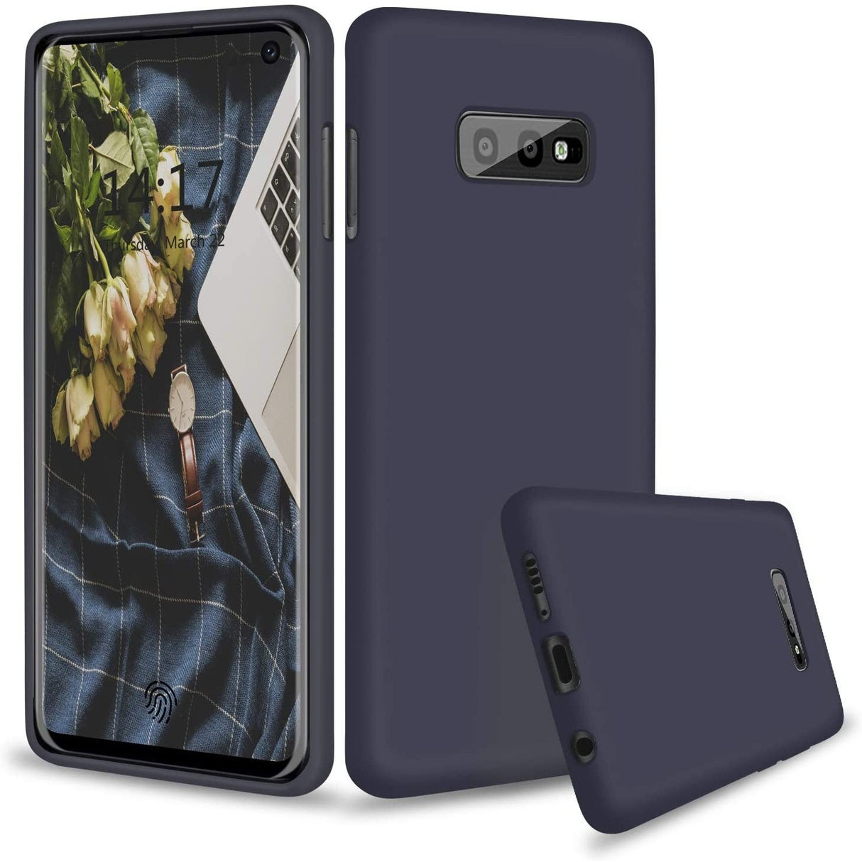 Husa protectie compatibila cu Samsung S10 E Liquid Silicone Case Albastru inchis - vivimall.ro