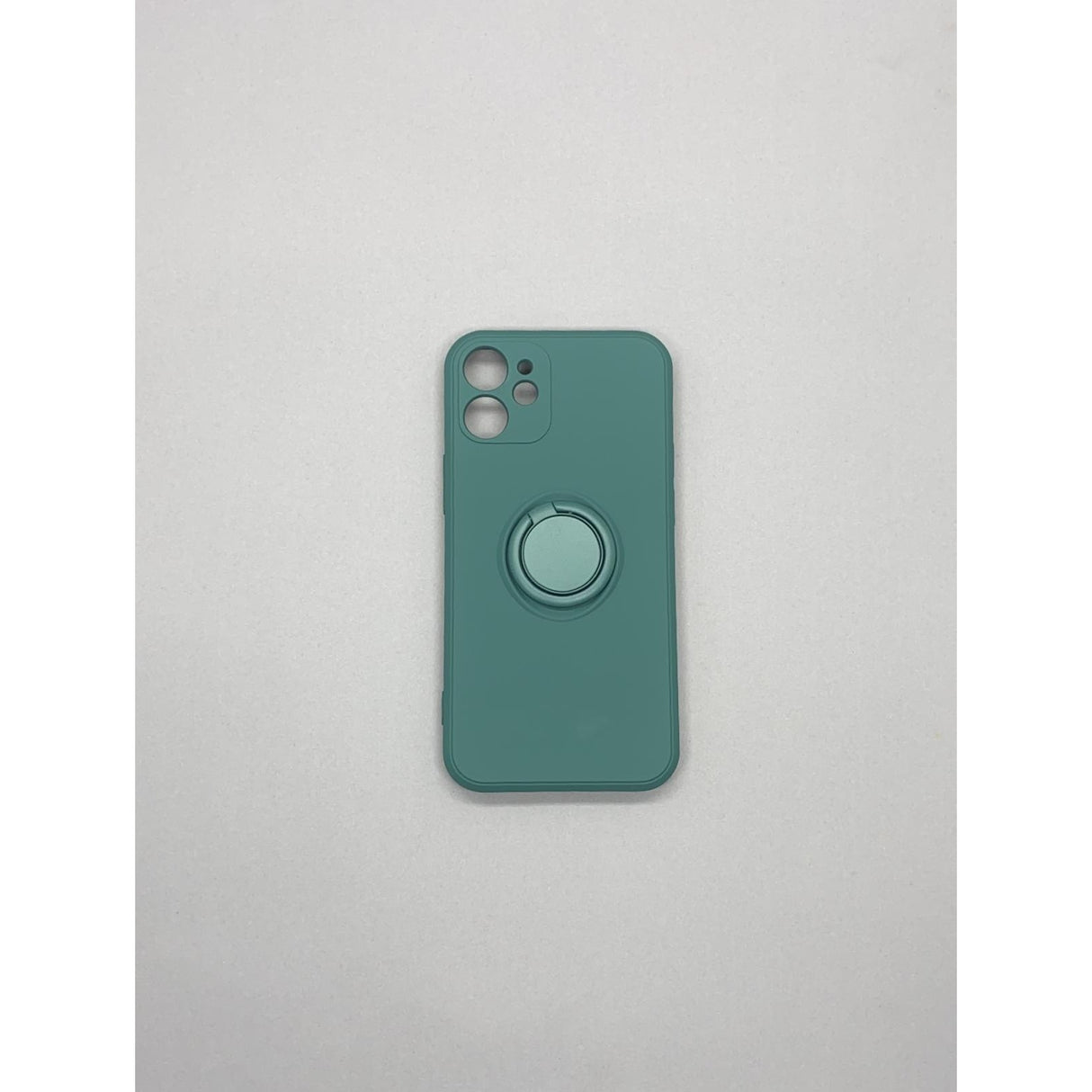 Husa protectie Flippy compatibila cu Apple iPhone 12 Liquid Silicone Ring cu suport rotativ Verde - vivimall.ro