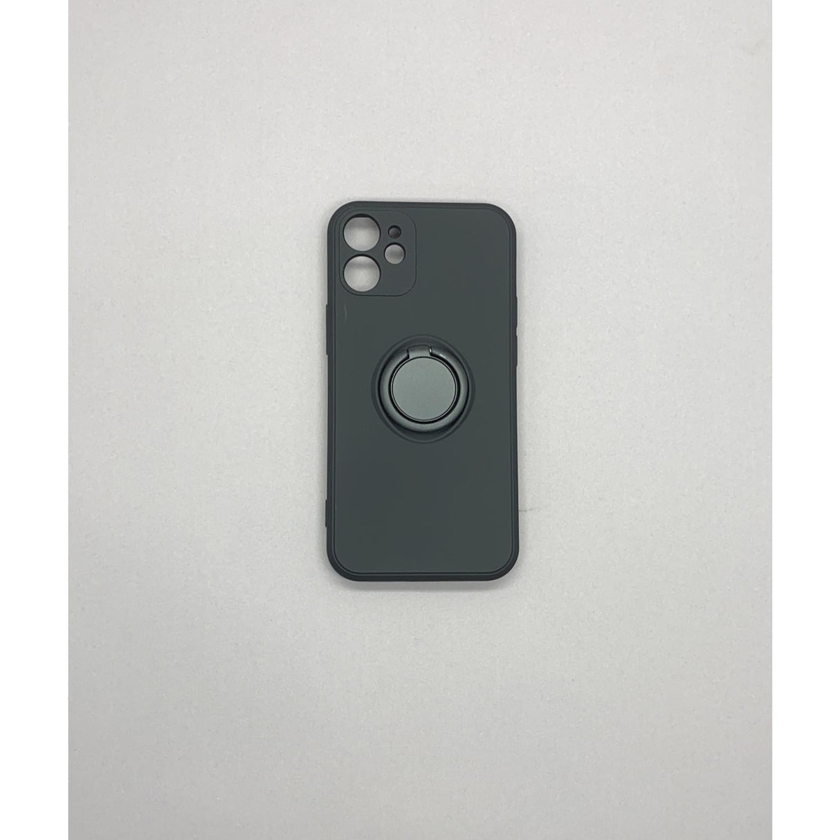 Husa protectie Flippy compatibila cu Apple iPhone 12 Mini Liquid Silicone Ring cu suport rotativ Negru - vivimall.ro