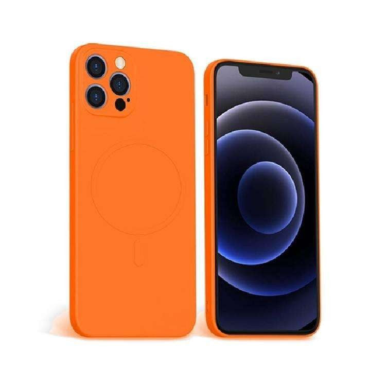 Husa protectie Flippy compatibila cu Apple iPhone 12 Mini Mag Safe Silicone Portocaliu - vivimall.ro