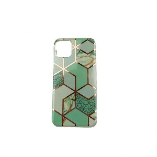 Husa protectie Flippy compatibila cu Apple iPhone 12 Mini Soft IMD TPU Marble Geometric Verde - vivimall.ro
