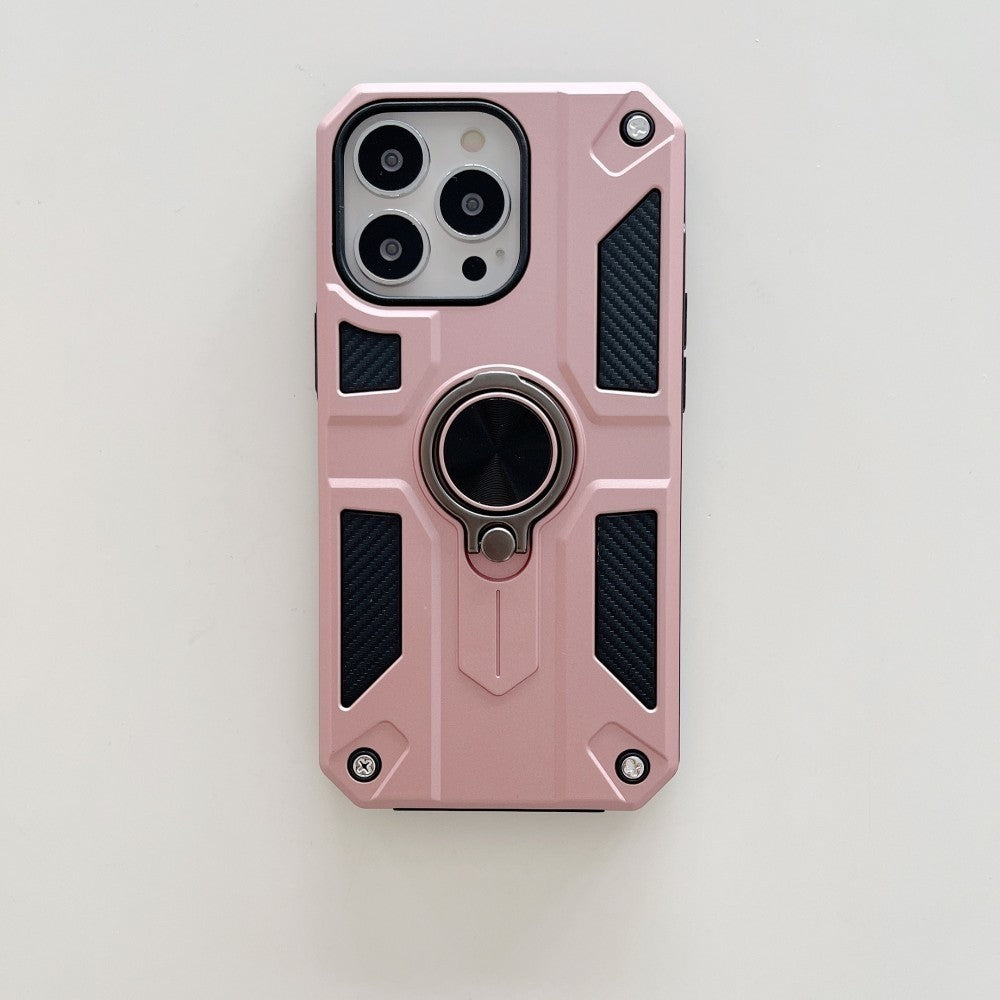 Husa protectie Flippy compatibila cu Apple iPhone 13 Pro Max Defender Model 5 cu suport prindere inel,Roz Auriu - vivimall.ro