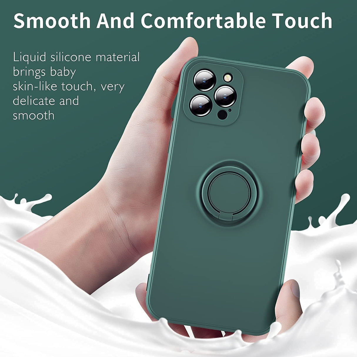 Husa protectie Flippy compatibila cu Huawei P30 Lite Liquid Silicone Ring cu suport rotativ Verde - vivimall.ro