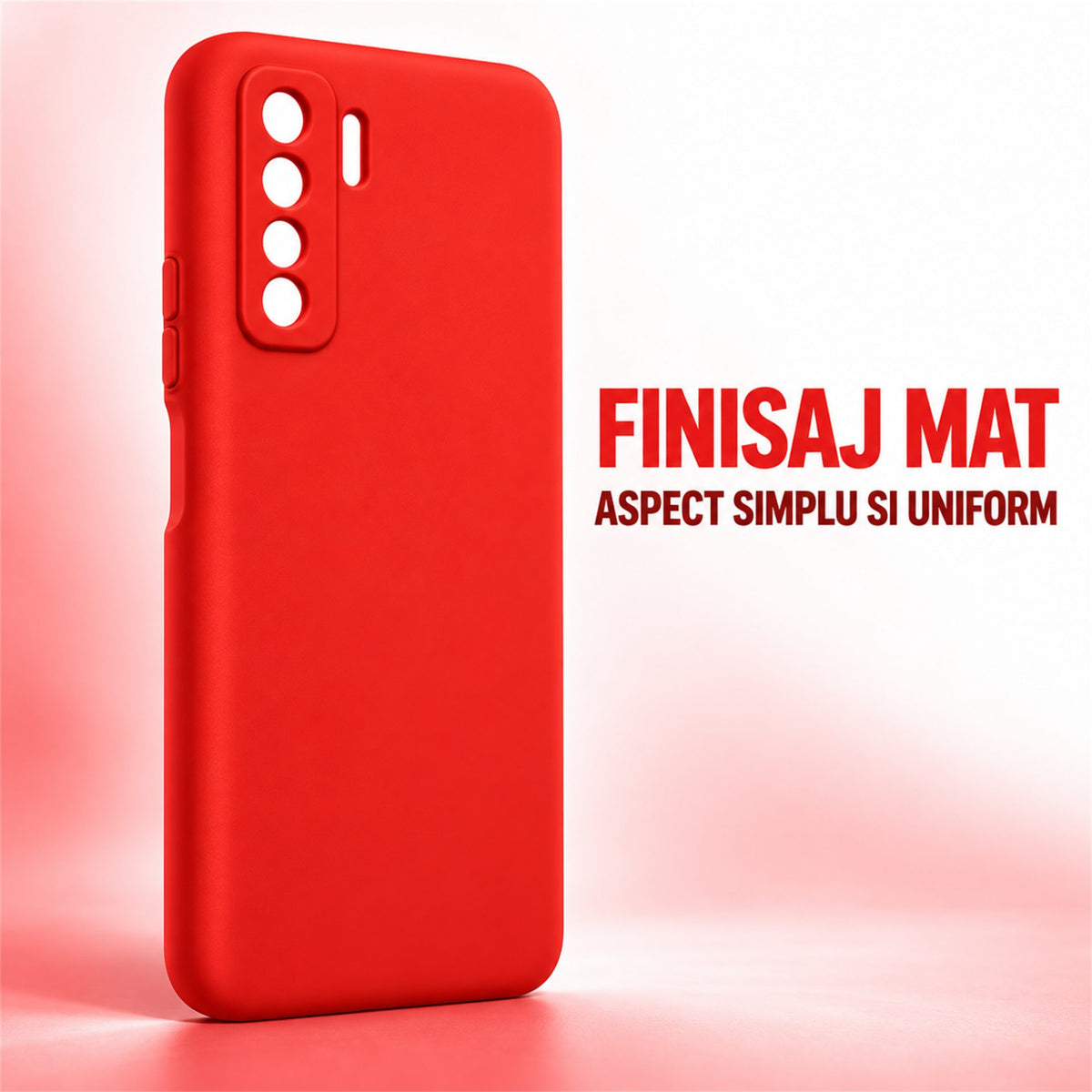 Husa de Protectie Flippy compatibila cu Huawei P40 Lite 5G, Liquid Silicone, Interior din Microfibra, Protectie Camera, Rosu