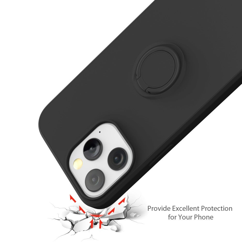 Husa protectie Flippy compatibila cu Huawei P40 Lite E Liquid Silicone Ring cu suport rotativ Negru - vivimall.ro