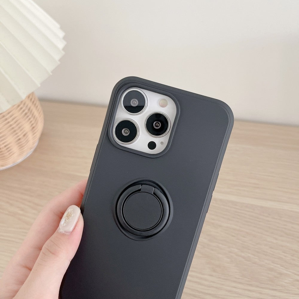 Husa protectie Flippy compatibila cu Huawei P40 Lite Liquid Silicone Ring cu suport rotativ Negru - vivimall.ro