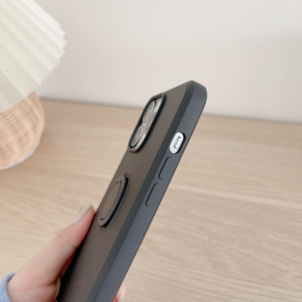 Husa protectie Flippy compatibila cu Samsung A32 4G Liquid Silicone Ring cu suport rotativ Negru - vivimall.ro