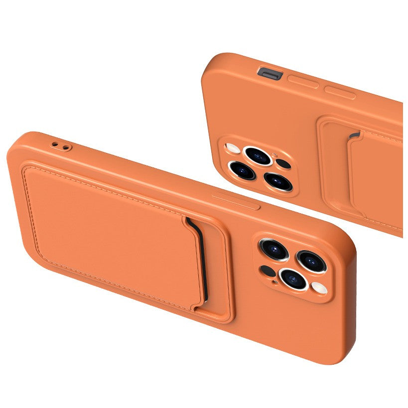 Husa protectie Flippy cu suport card compatibila cu Samsung Galaxy A21S Portocaliu - vivimall.ro