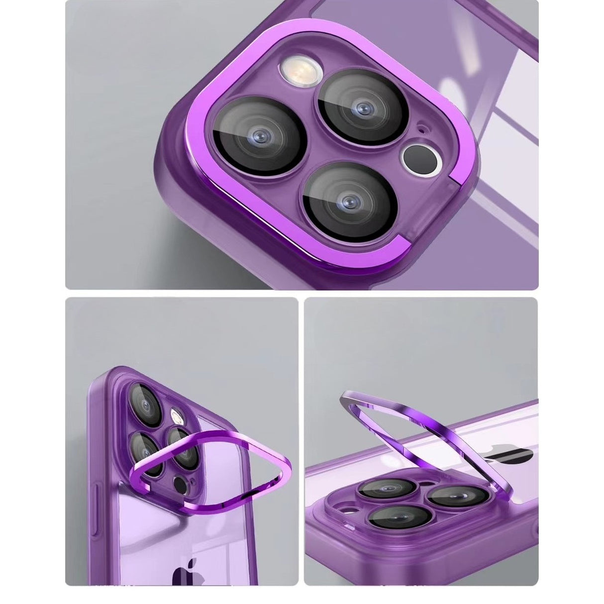 Husa protectie Flippy pentru Apple iPhone 14 Plus Electroplated cu suport pentru camera, 1.5 mm grosime, protectie camera, Mov - vivimall.ro