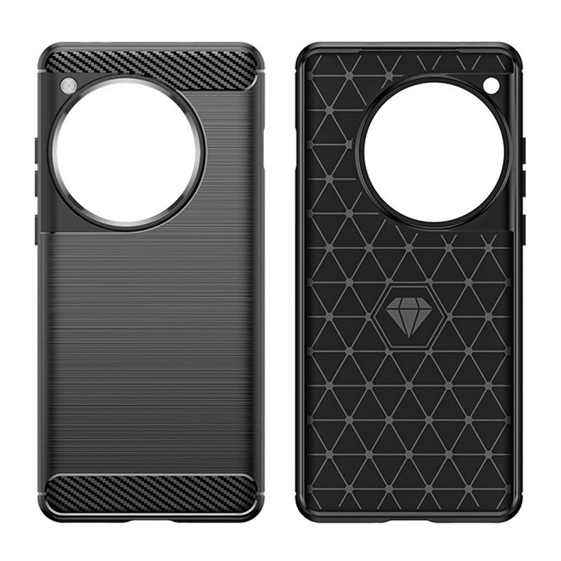 Husă OnePlus 12 montată pe telefon, protecție 360 grade, profil subțire 1.8 mm, vedere laterală
