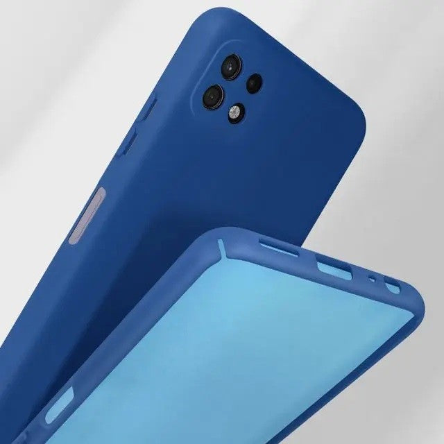 Husa protectie Flippy pentru Samsung A22 5G Liquid Silicone Albastru Inchis - vivimall.ro