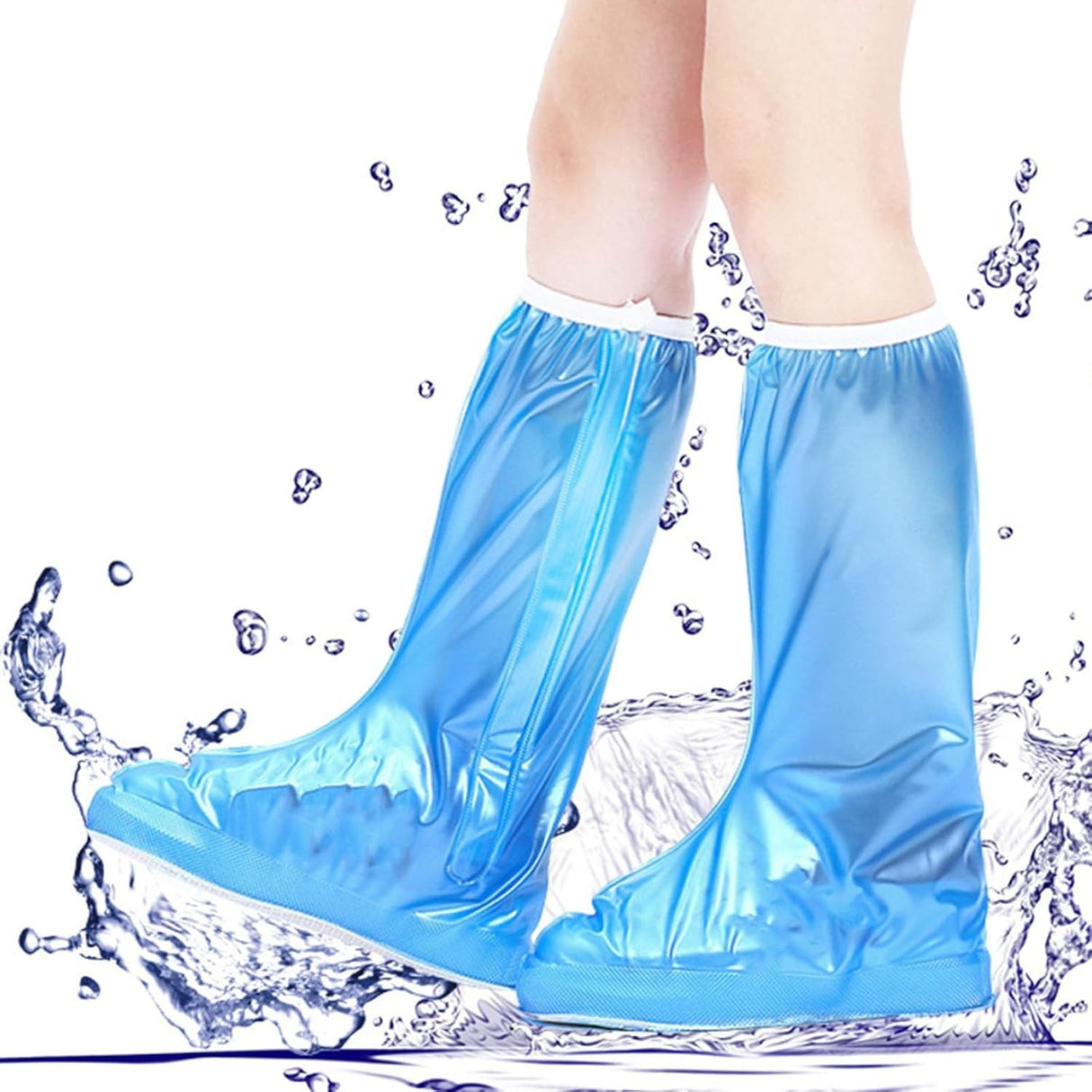 Protectie Incaltaminte pentru Ploaie si Noroi, Flippy, Impermeabila, Talpa Antiderapanta, cu Fermoar si Capsa, Inaltime 40 cm, Marime XL 40-41, Albastru - vivimall.ro