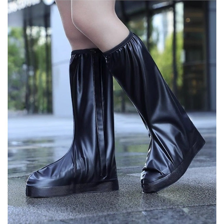 Protectie Incaltaminte pentru Ploaie si Noroi, Flippy, Impermeabila, Talpa Antiderapanta, cu Fermoar si Capsa, Inaltime 40 cm, Marime S 34-35, Negru - vivimall.ro