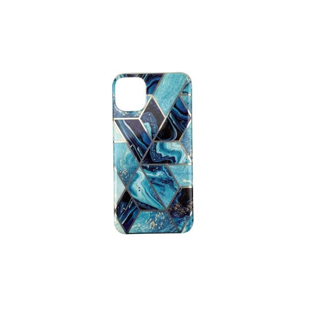 Husa protectie pentru Apple iPhone 11 Pro Soft IMD TPU Marble Geometric Albastru - vivimall.ro