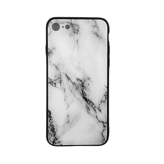 Husă Apple iPhone SE 2020 din acril TPU Marble, vedere spate cu model marmură alb-gri