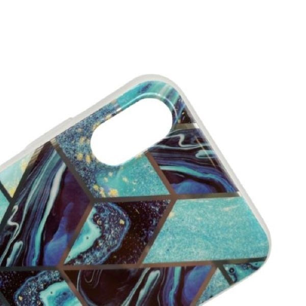 Husa protectie pentru Apple iPhone X/XS Soft IMD TPU Marble Geometric Albastru - vivimall.ro