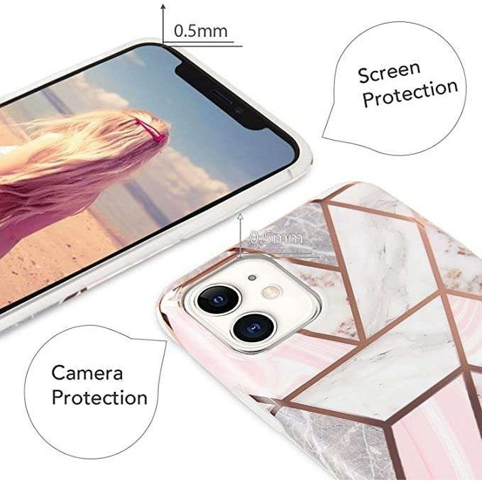 Husa protectie pentru Huawei P40 Lite Soft IMD TPU Marble Geometric Alb - vivimall.ro