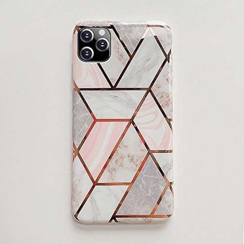 Husa protectie pentru Huawei P40 Lite Soft IMD TPU Marble Geometric Alb - vivimall.ro