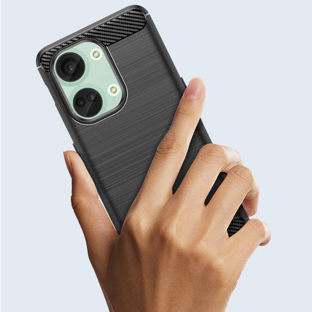 Husă OnePlus Nord 3 cu insert carbon negru, decupaje precise pentru camere și butoane