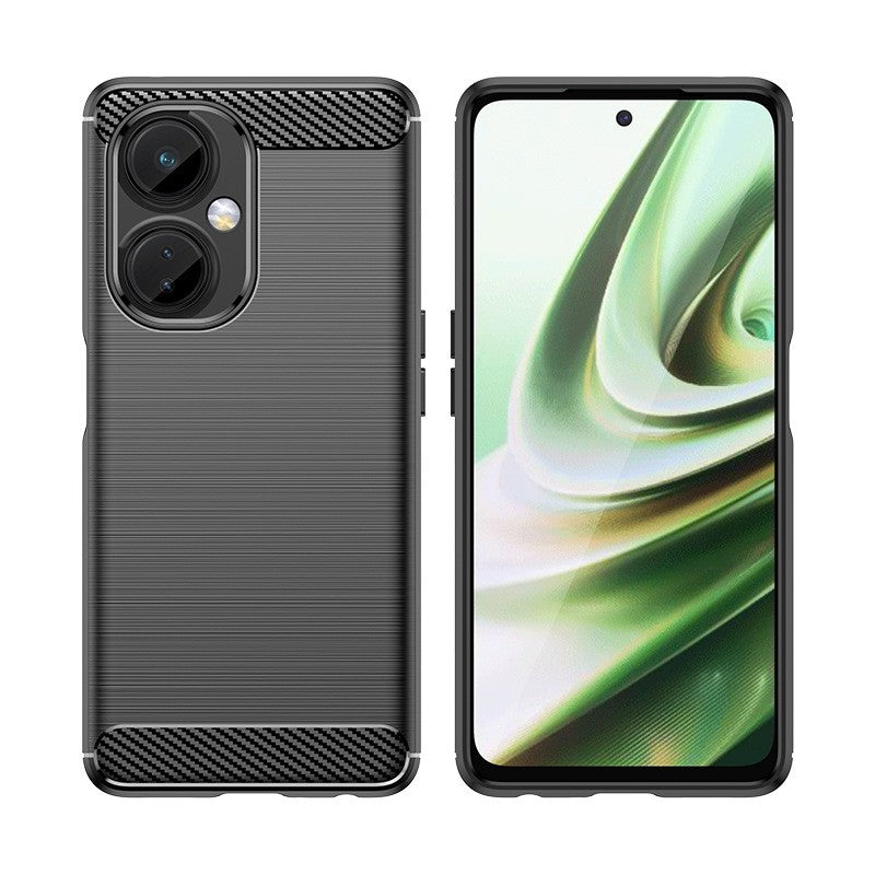 Husă protecție OnePlus Nord CE3 Lite din TPU moale negru, detaliu textură periată carbon, spate