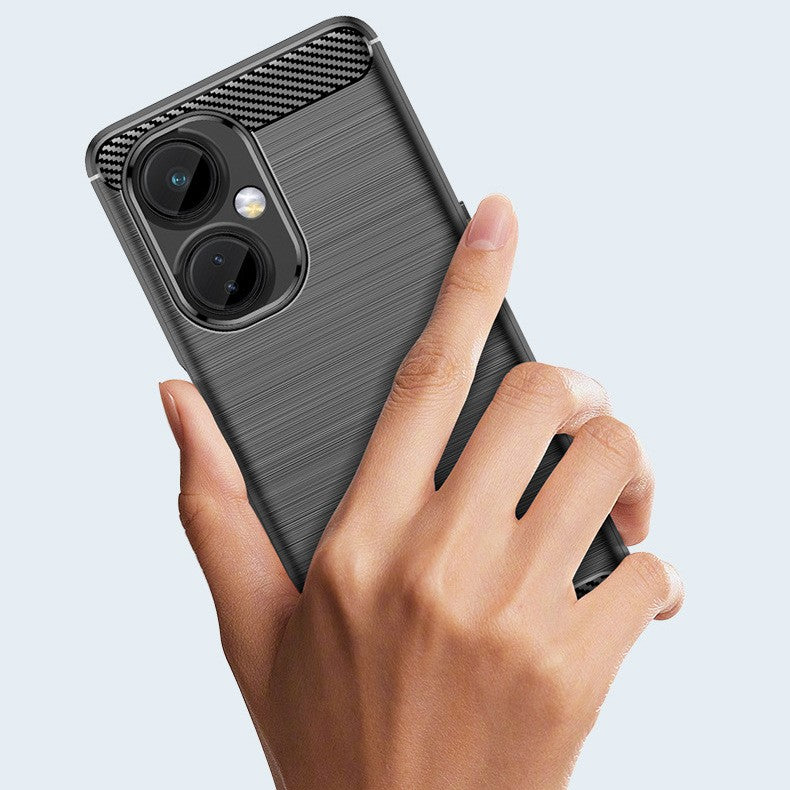 Husă OnePlus Nord CE3 Lite neagră periată, vedere de sus cu decupaj cameră foto precis