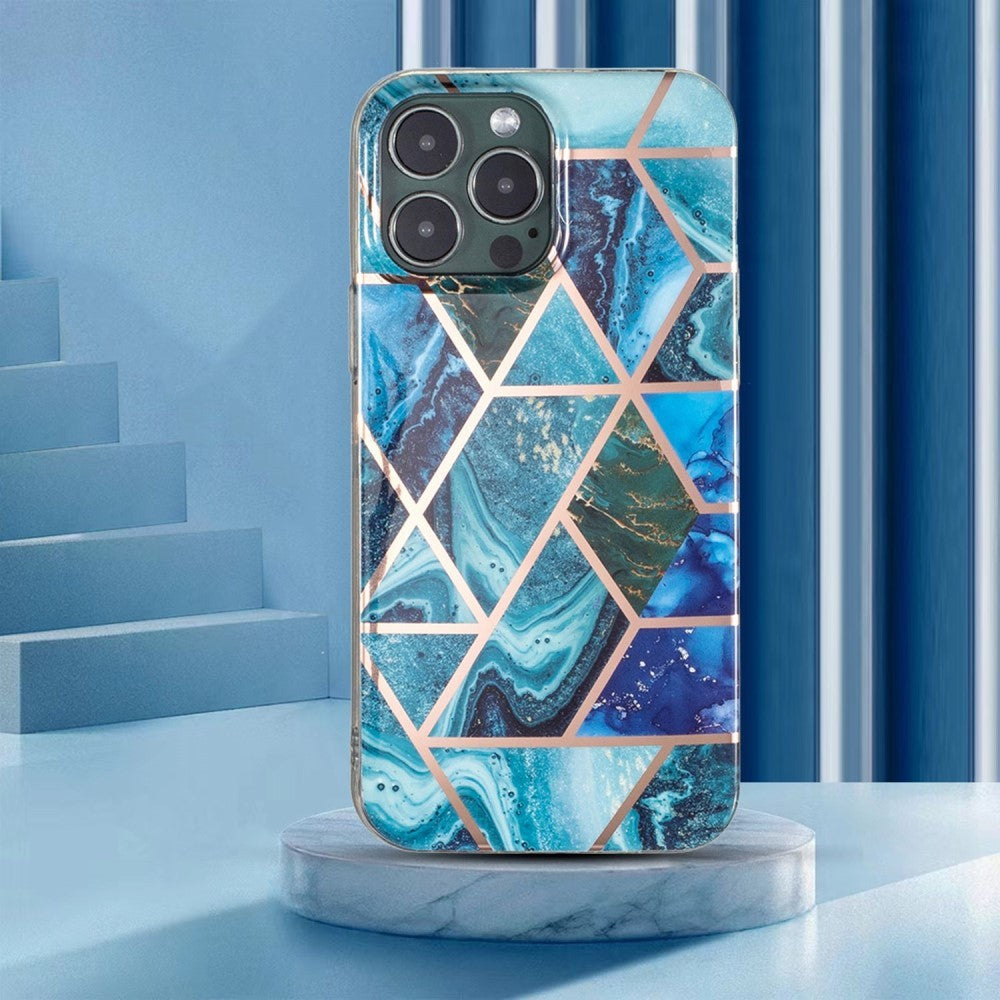 Husa protectie pentru Samsung S20 Plus Soft IMD TPU Marble Geometric Albastru - vivimall.ro