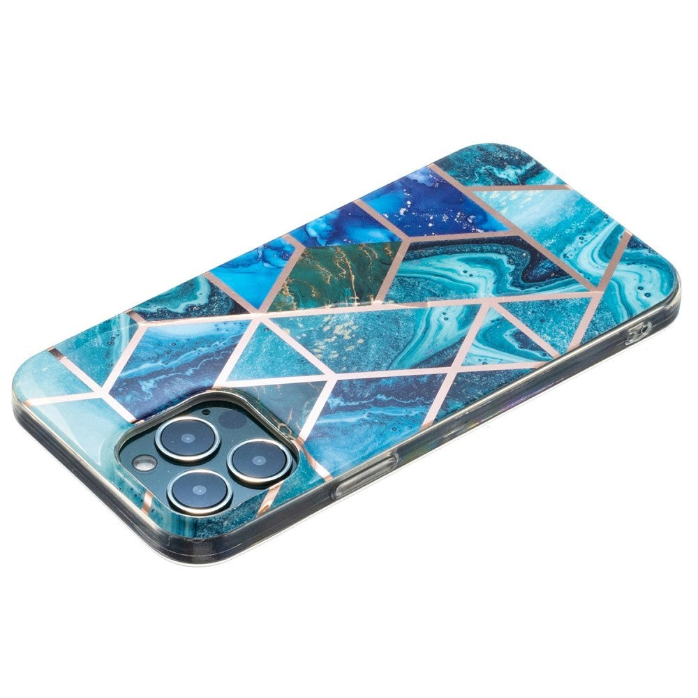 Husa protectie pentru Samsung S21 Ultra Soft IMD TPU Marble Geometric Albastru - vivimall.ro