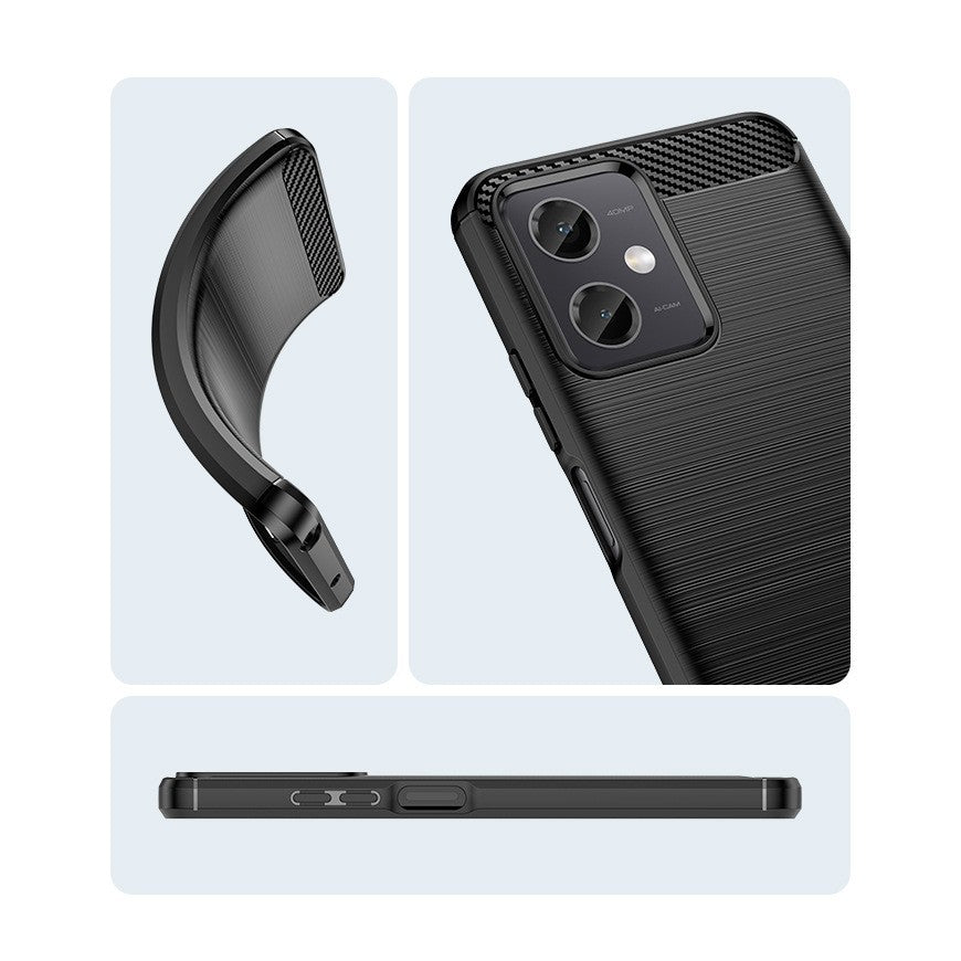 Set husă protecție Xiaomi Redmi Note 12 5G negru, textură periată și colțuri întărite