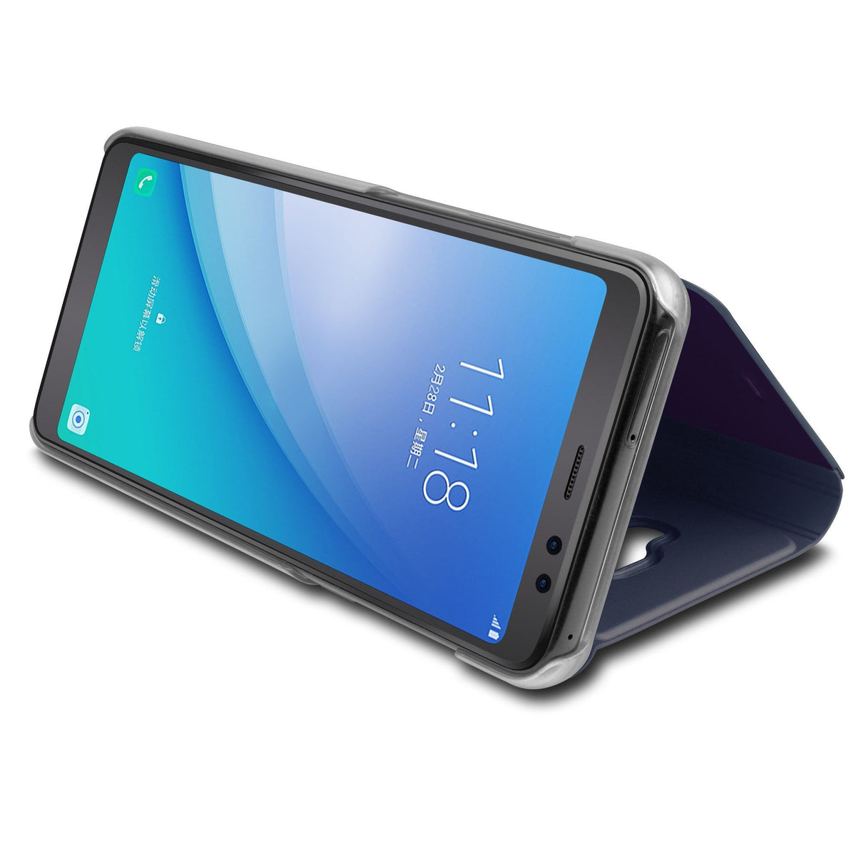 Husa Samsung Galaxy A8 2018 Flip Cover Oglinda Negru - vivimall.ro