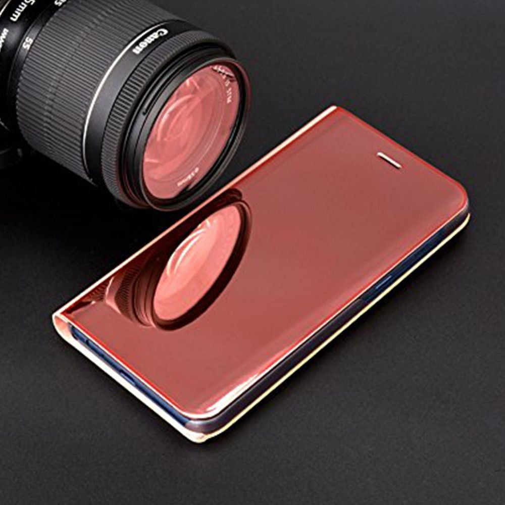 Husa Samsung Galaxy A8 2018 Flip Cover Oglinda Roz - vivimall.ro