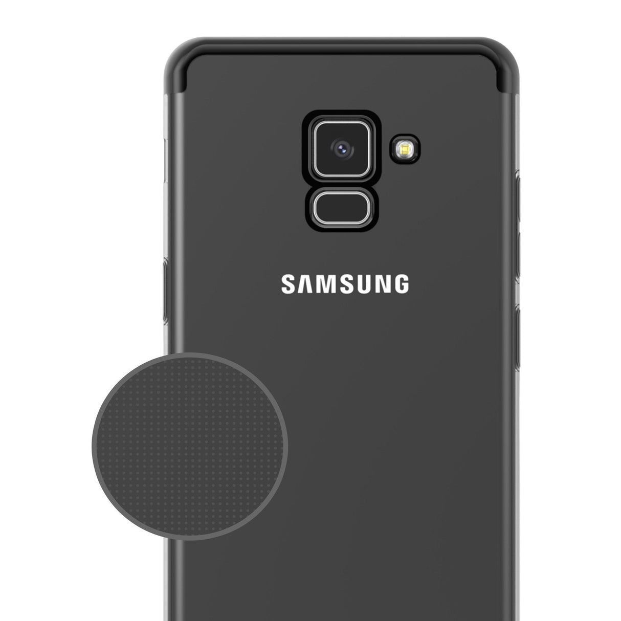 Husa Samsung Galaxy A8 2018 Transparent cu Margini Negre - vivimall.ro