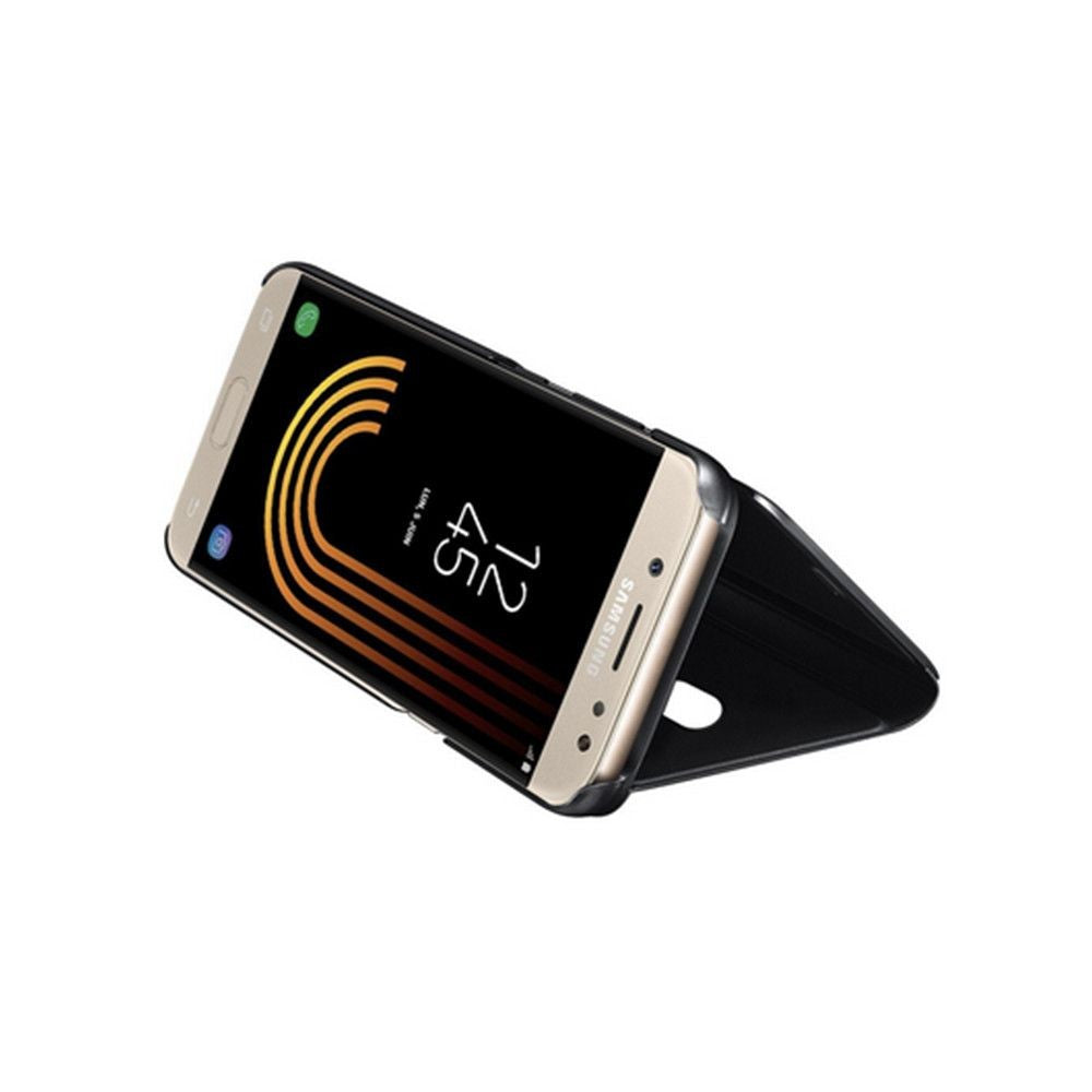Husa Samsung Galaxy J7 2017 Flip Cover Oglinda Negru - vivimall.ro