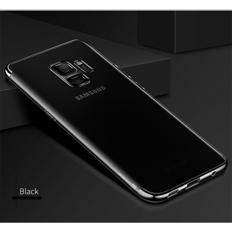 Husa Samsung Galaxy S9 Plus Transparent cu Margini Negre - vivimall.ro